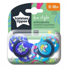 Tommee Tippee - ОРТОДОНТИЧНИ ЗАЛЪГАЛКИ - FUN STYLE 6-18М (2 бр./оп.)